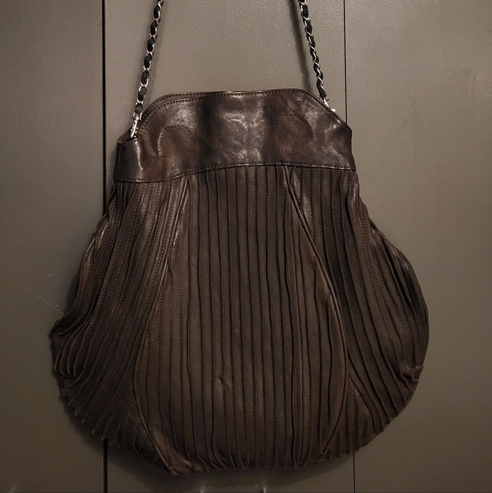 David & Scotti Elegant Brown Leather Shoulder Bag